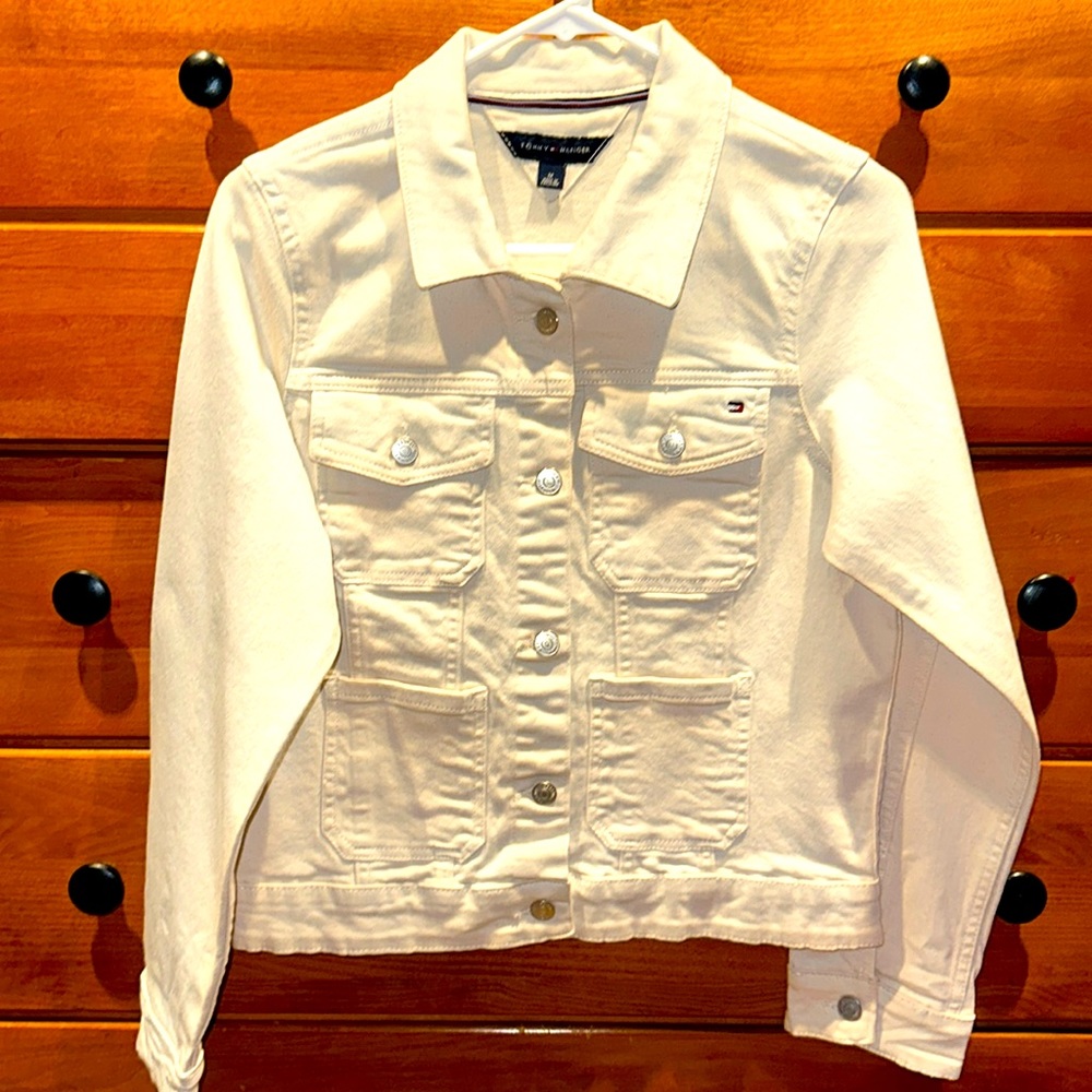NWOT Tommy Hilfiger Off White Cropped Jean Jacket Never Worn Sz M